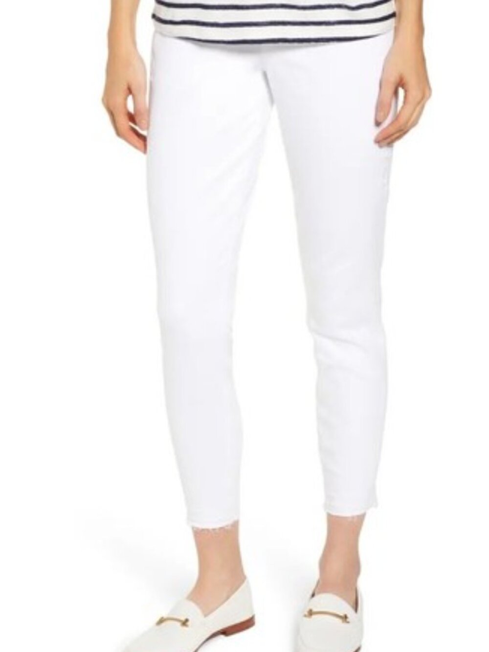 Spanx jeggings jeans white stretch skinny raw hem distressed ankle women Small